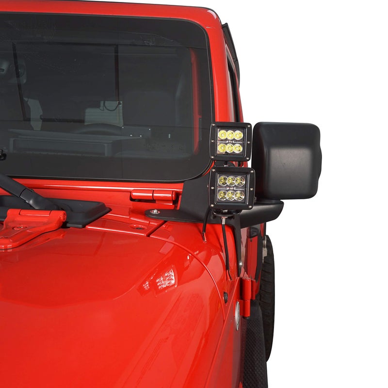 Hooke Road Dual A-Pillar Light Mounting Brackets Compatible with 2018-2026 Jeep JL Wrangler/Gladiator JT - Pair (Does not fit â€¢ Gladiator Mojave â€¢ Model) - Image 3